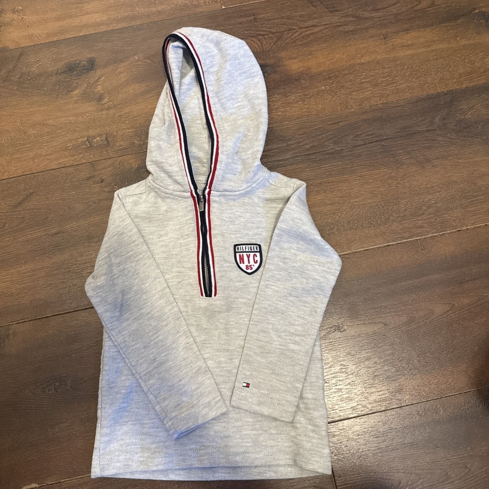 Tommy Hilfiger 1/4 Zip‎ Hoodie Sweatshirt NYC 85 Gray Boys 3T